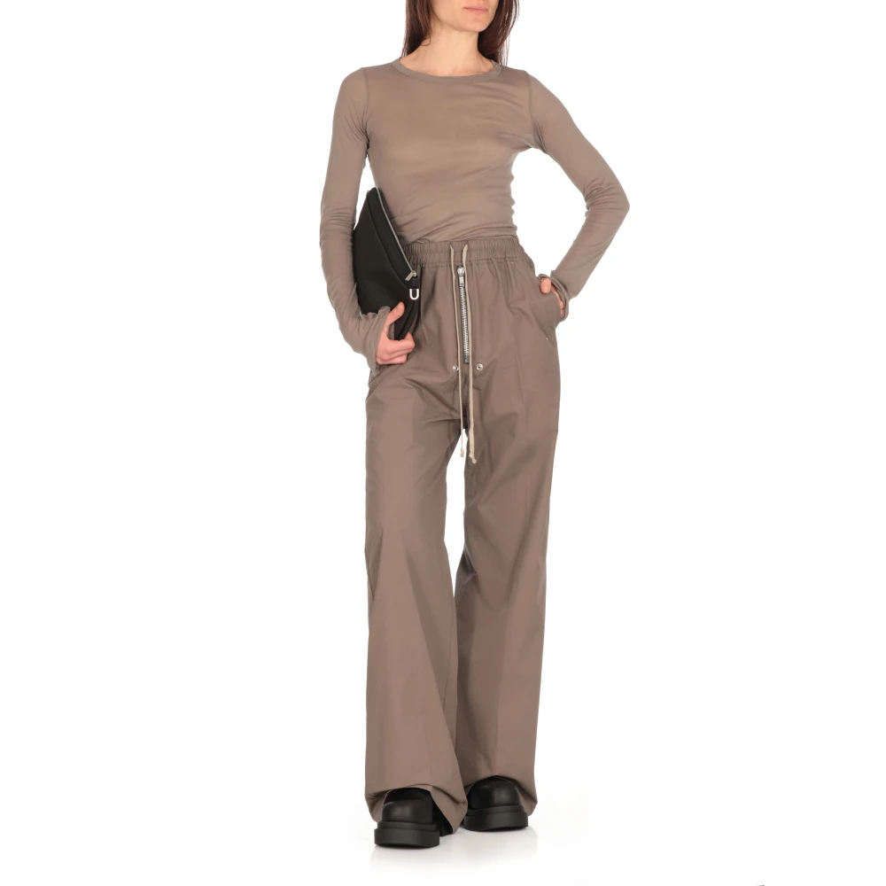 Rick Owens Groene katoenen broek met trekkoord Green Dames