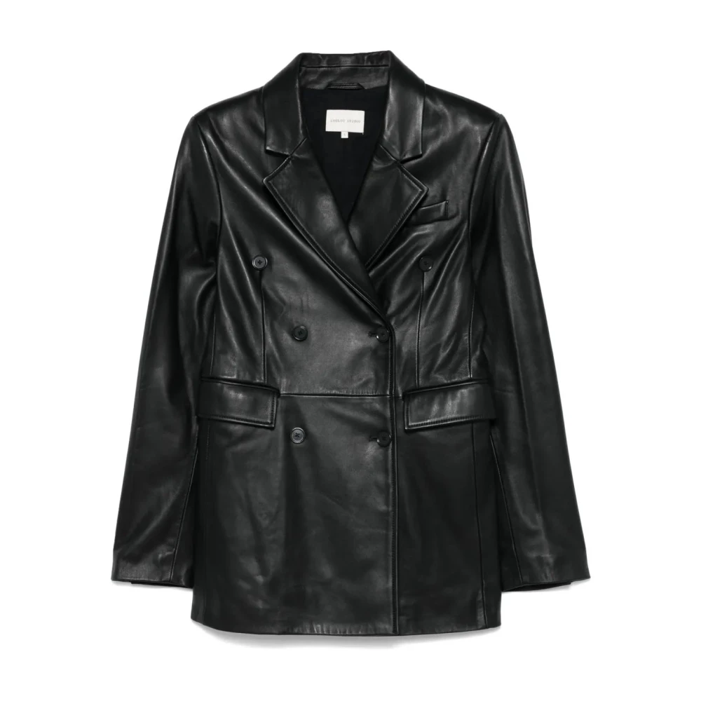 Loulou Studio Klassieke Leren Blazer Black Dames