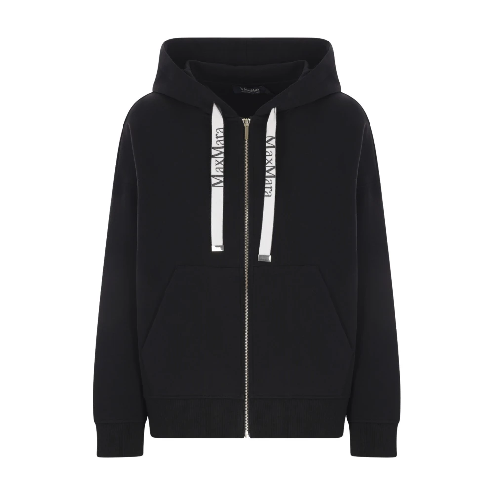 Max Mara Zwarte hoodie met logo jacquard Black Dames