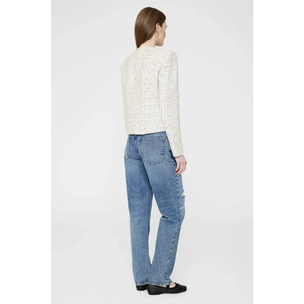 Anine Bing Tweed Jas Crème en Zwart White Dames