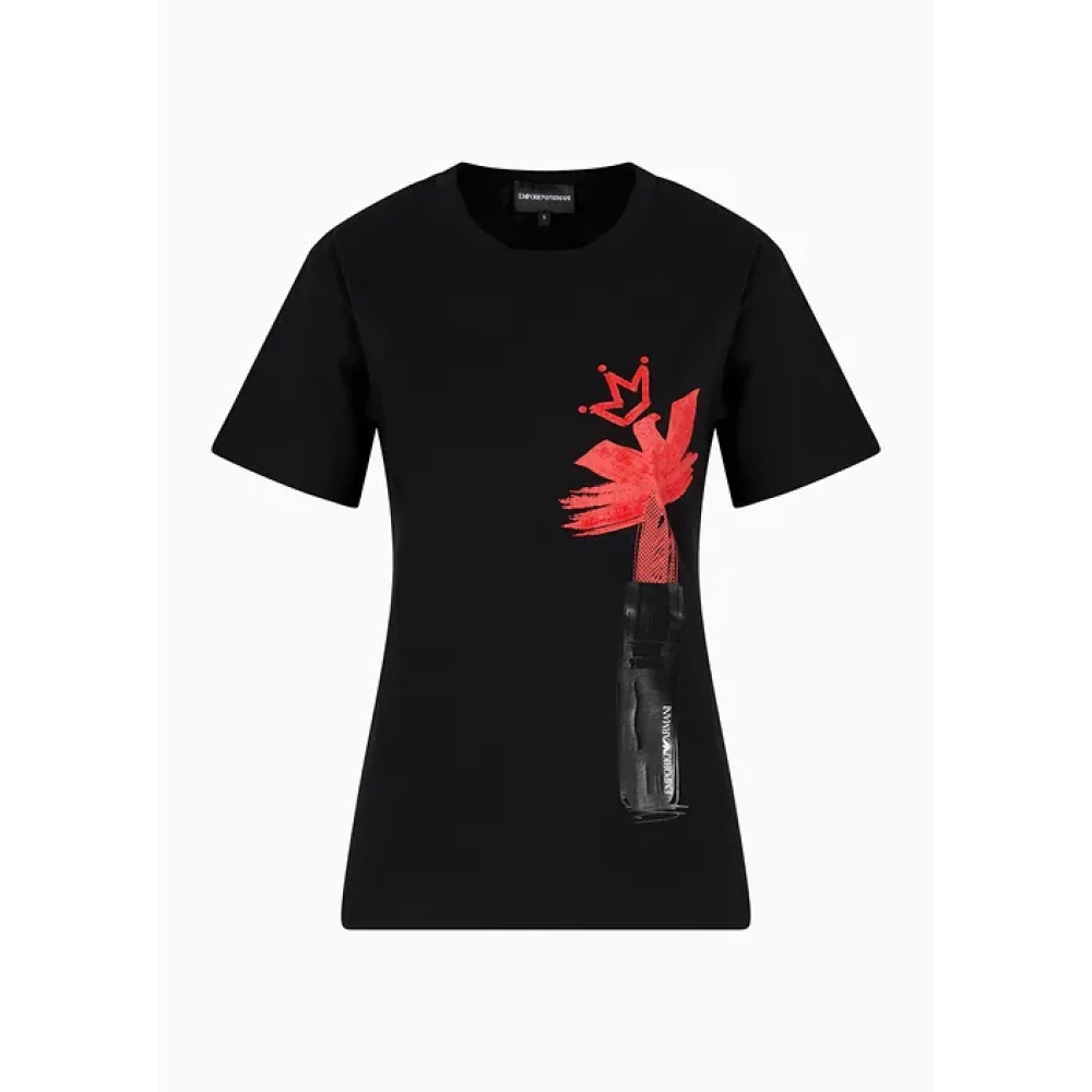 Emporio Armani Zwart Lipstick T-shirt Herfst Winter 2023 2024 Black Heren