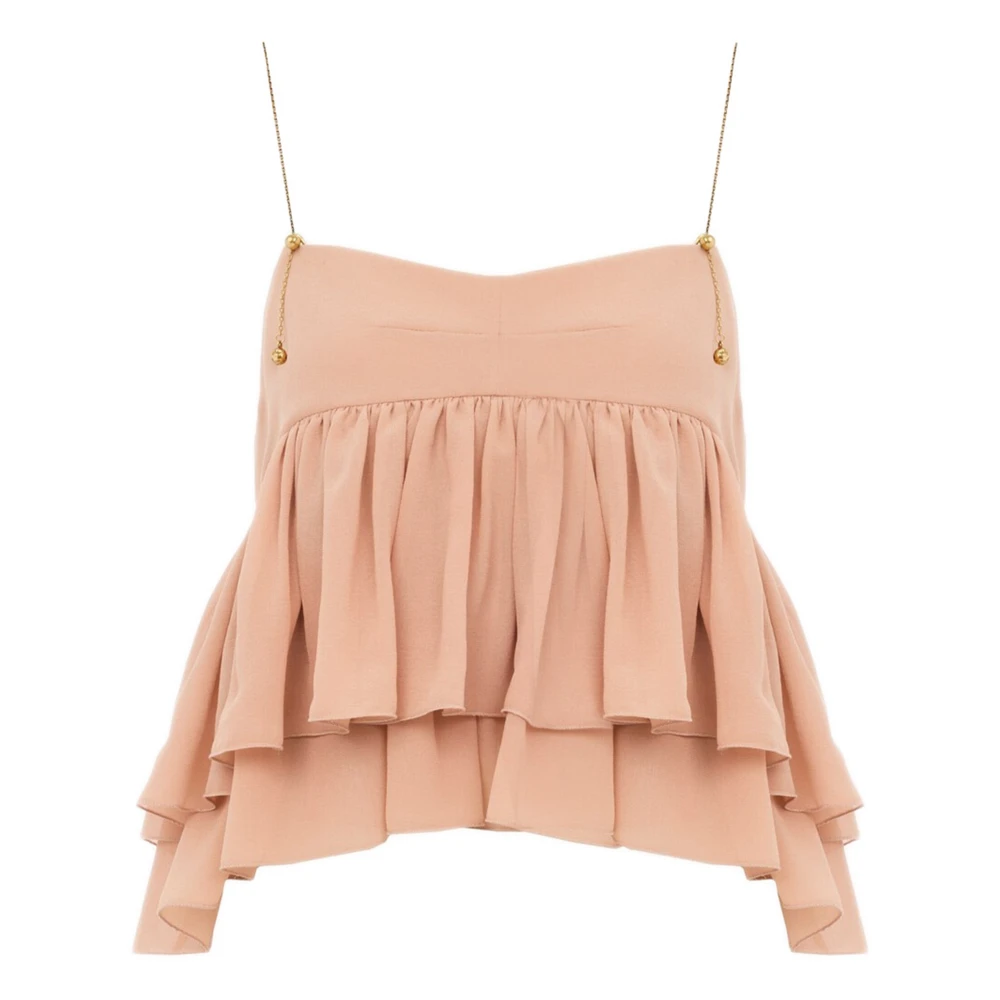 Chloé Pink Sleeveless Tiered Top - Female - Sleeveless Tops - S - Tops