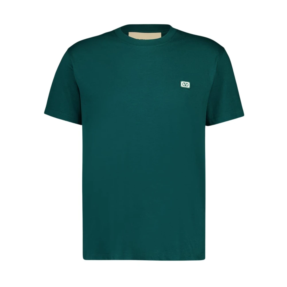 Valentino Garavani Men's Green Cotton Jersey T-Shirt With Vlogo Patch - T-Shirts - 2XL - Tops