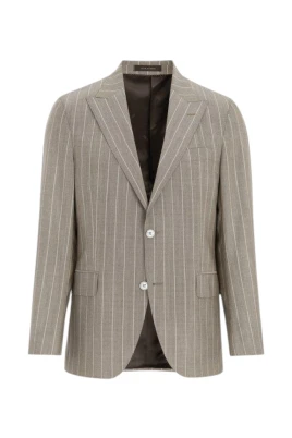 Randig Brun Ull Blazer