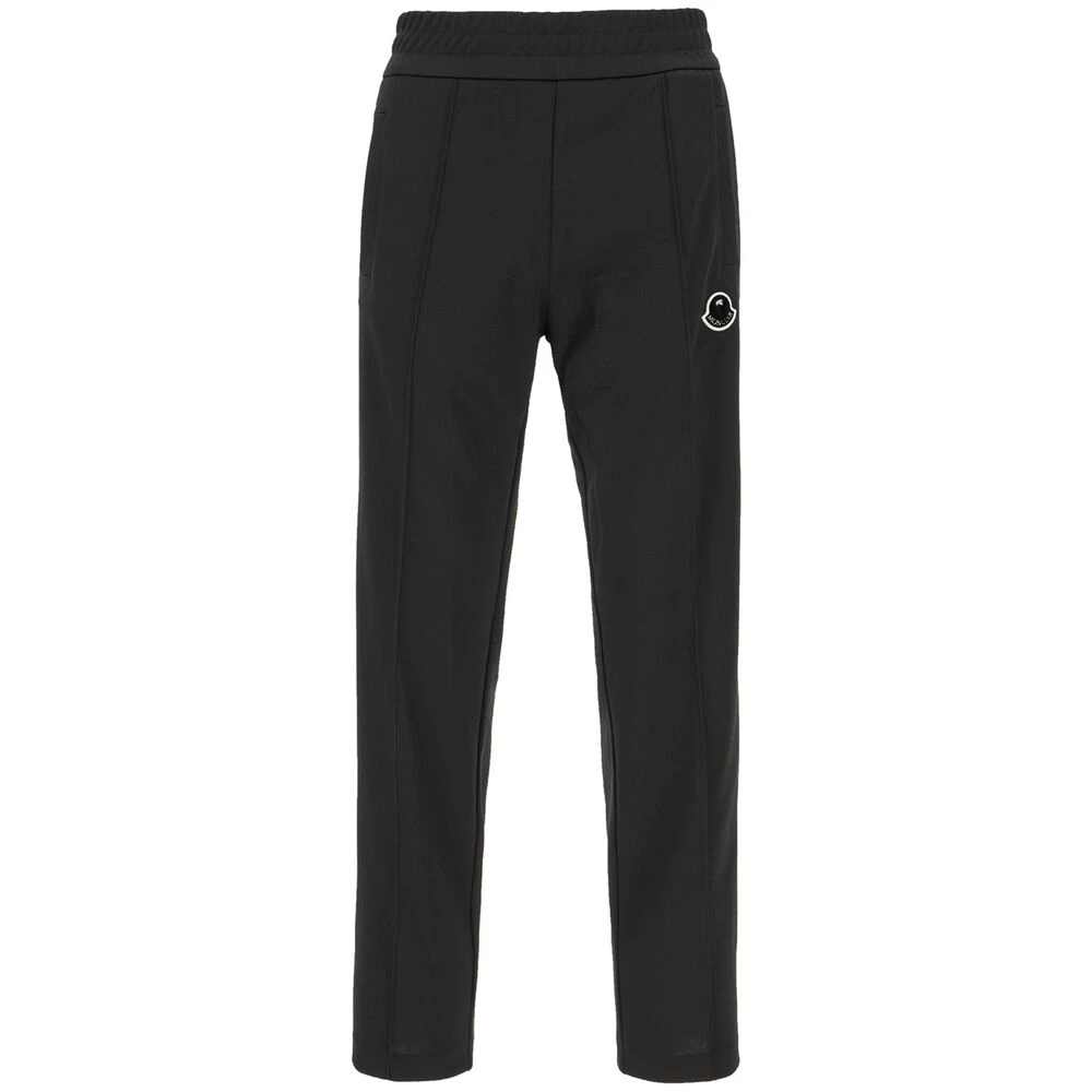 Moncler Zwarte broek met elastische tailleband en verhoogd naaddetail Black Heren