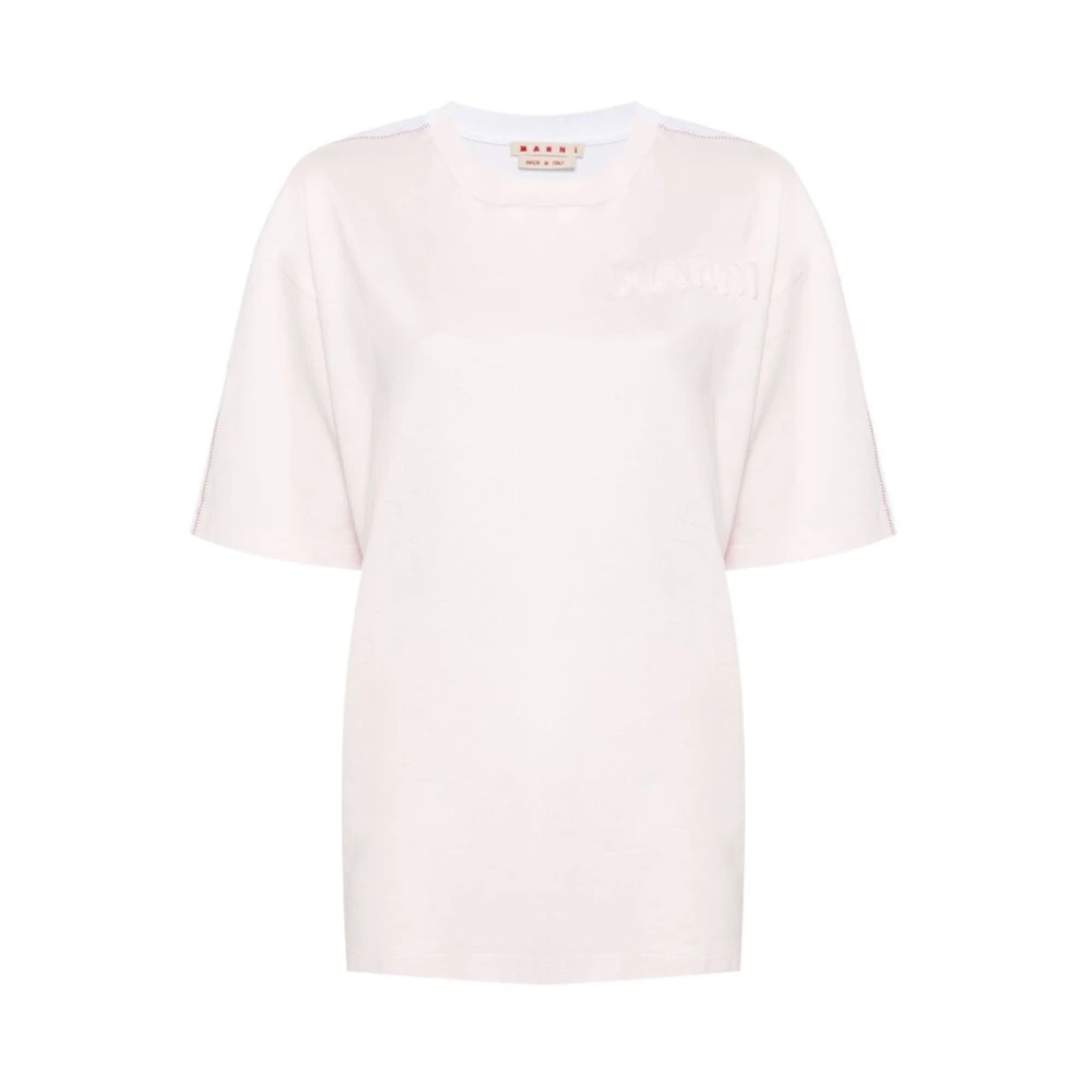 Marni Lichtroze Wit Katoenen T-shirt Pink Dames
