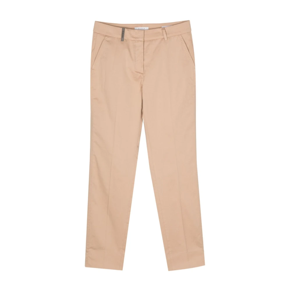 PESERICO Beige Stretch Katoenen Broek Beige Dames