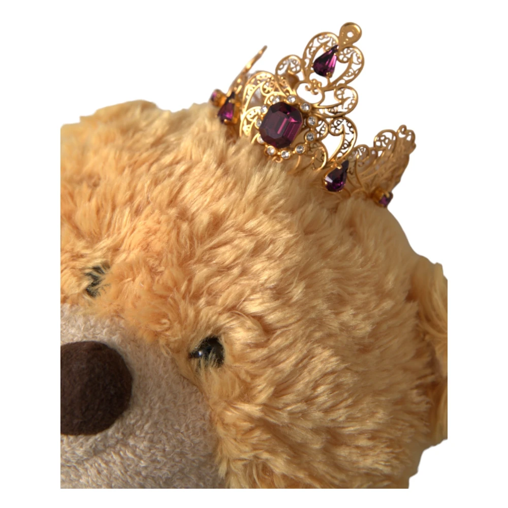 Dolce & Gabbana Bruine Teddybeer Gouden Kristallen Kroon Haarband Diadeem Brown Dames