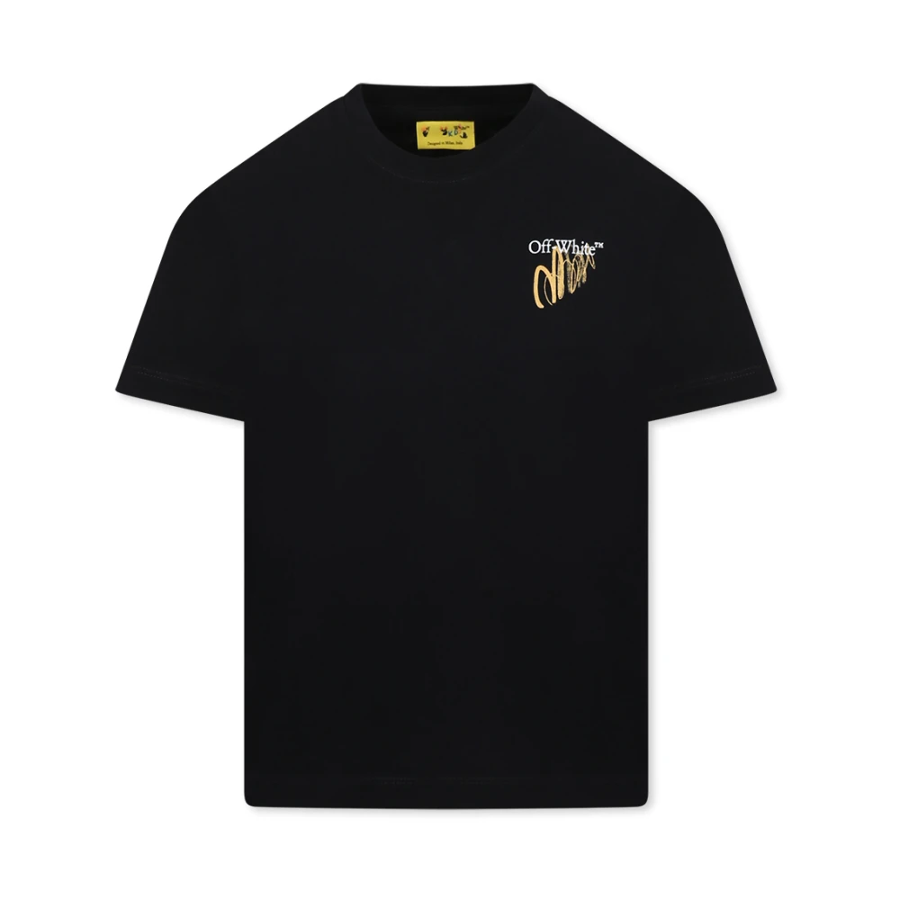 Off White Svart Bomull T-shirt med Ikoniska Pilar Black, Unisex