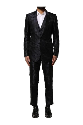 Svart Jacquard 3-delat kostym