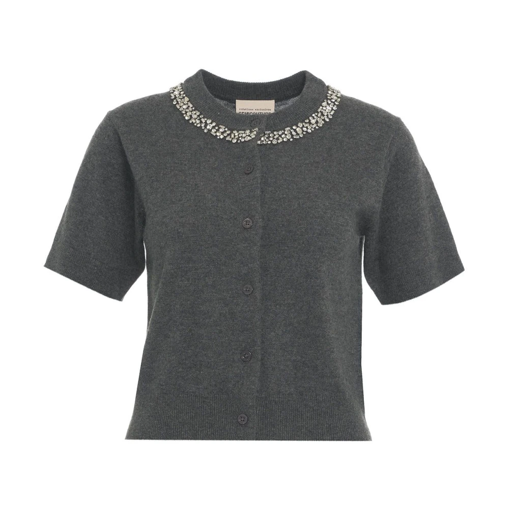 Semicouture Grijze Gebreide Trui Aw24 Handwas Gray Dames