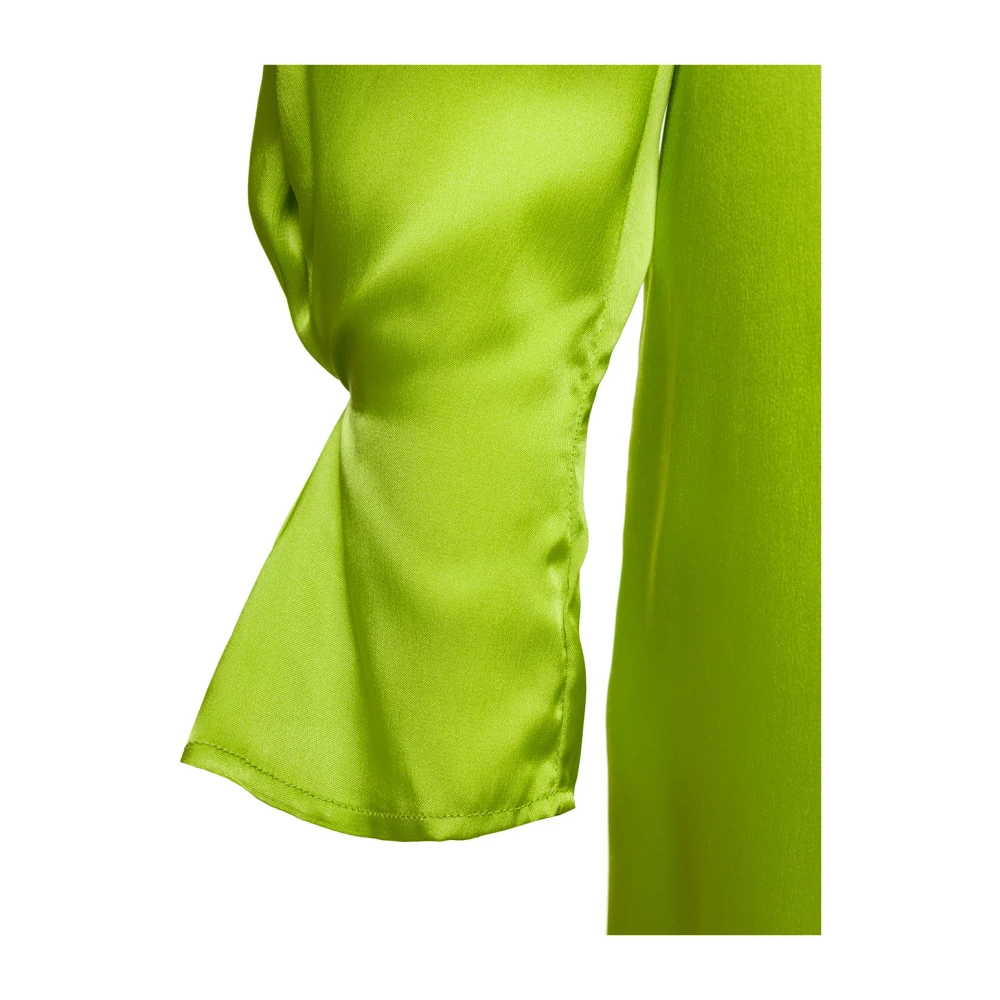 Semicouture Lime Green V-Neck Silk Blend Dress Green Dames