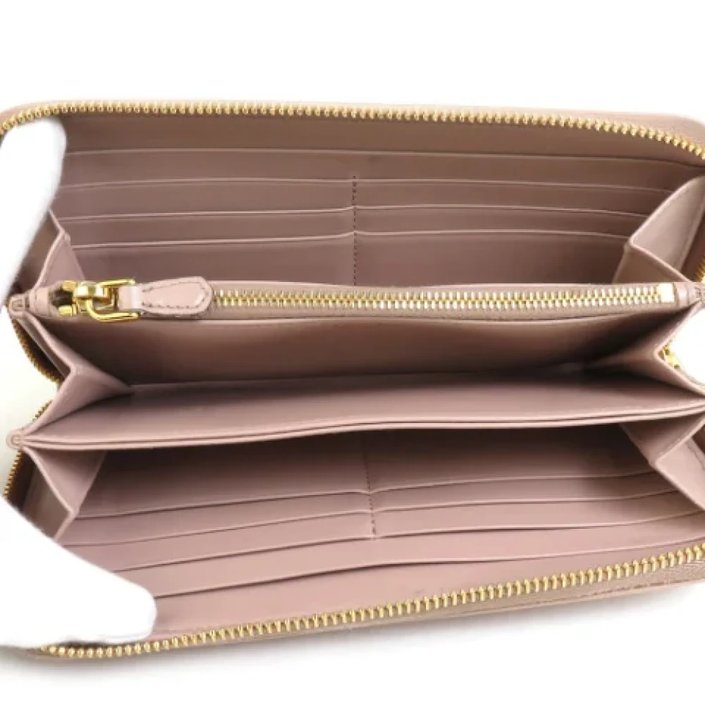 Prada Vintage Pre-owned Leather wallets Beige Dames