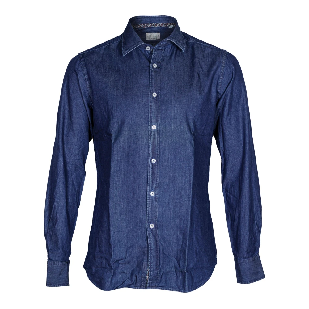 Xacus Stijlvolle Casual Overhemden voor Mannen Blue Heren