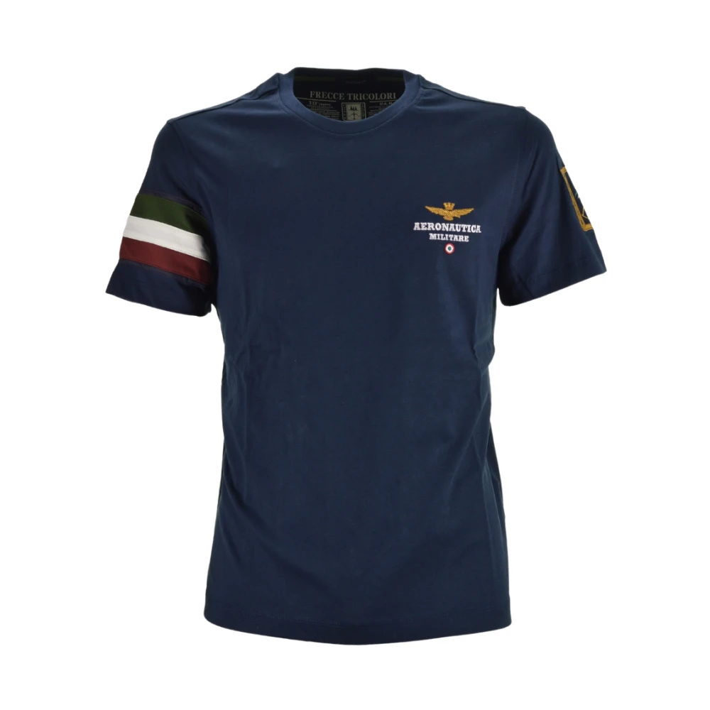 Aeronautica militare Blauw T-shirt met Tricolor Pijlen Blue Heren