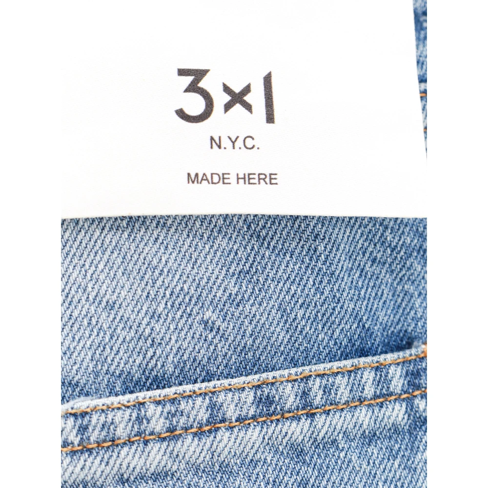 3X1 Blauwe Shorts met Hoge Taille en Metalen Knopen Blue Dames