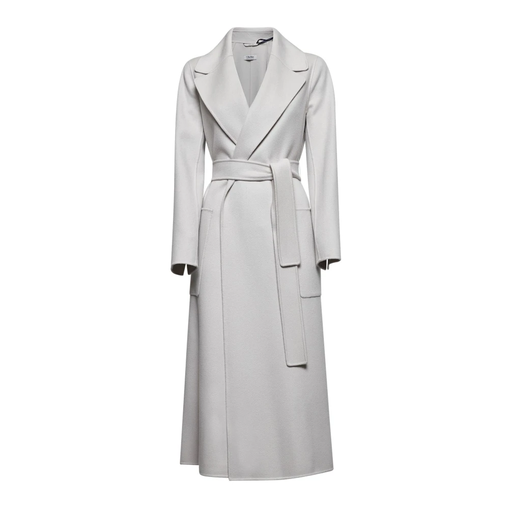 Max Mara Women's Gray Belted Coats,, Grey Wool Coat Lapel Collar Flared Style 3XS