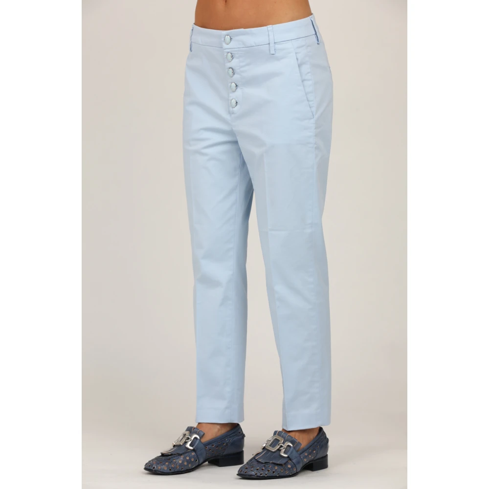 Dondup Nima Losse Satijnen Broek Blue Dames