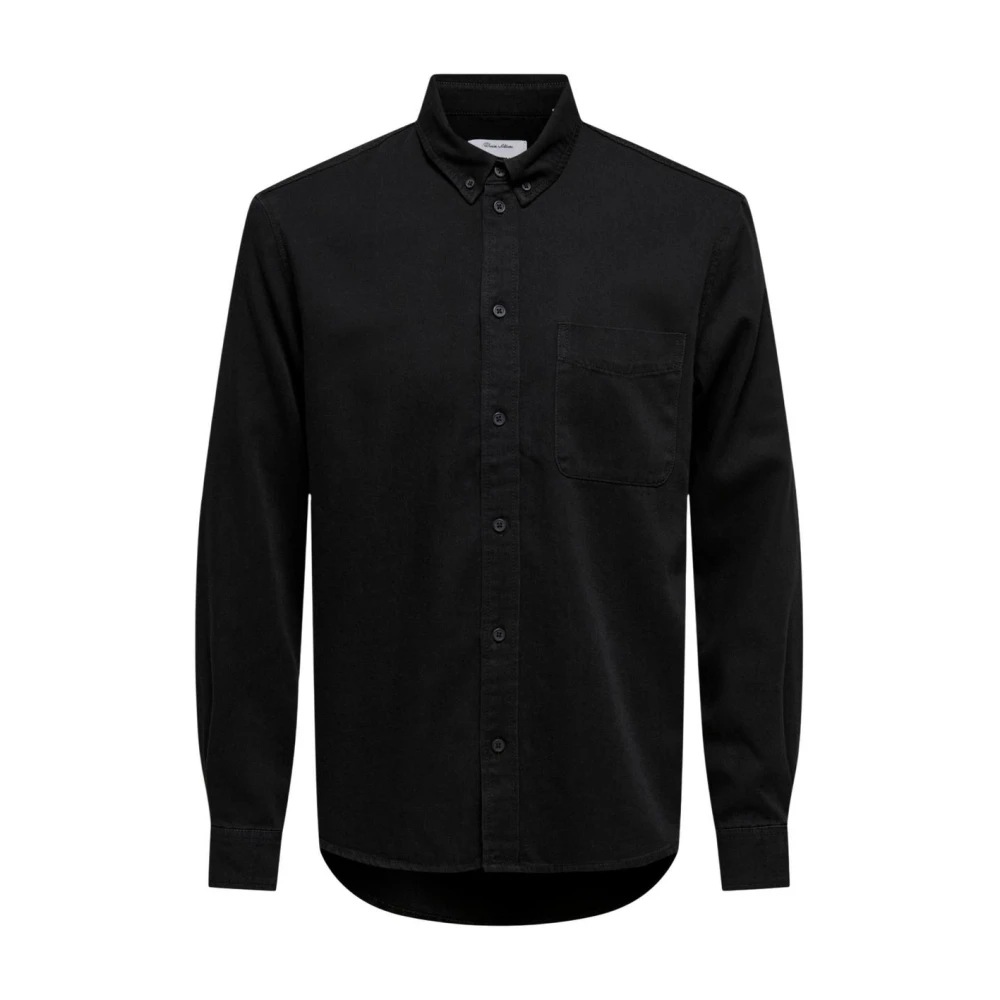 Only & Sons , Casual Shirts, Male, Black, Xl, Classic Long Sleeve Cotton Shirt