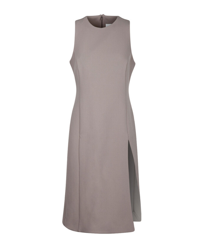 beige-fitted-slit-dress