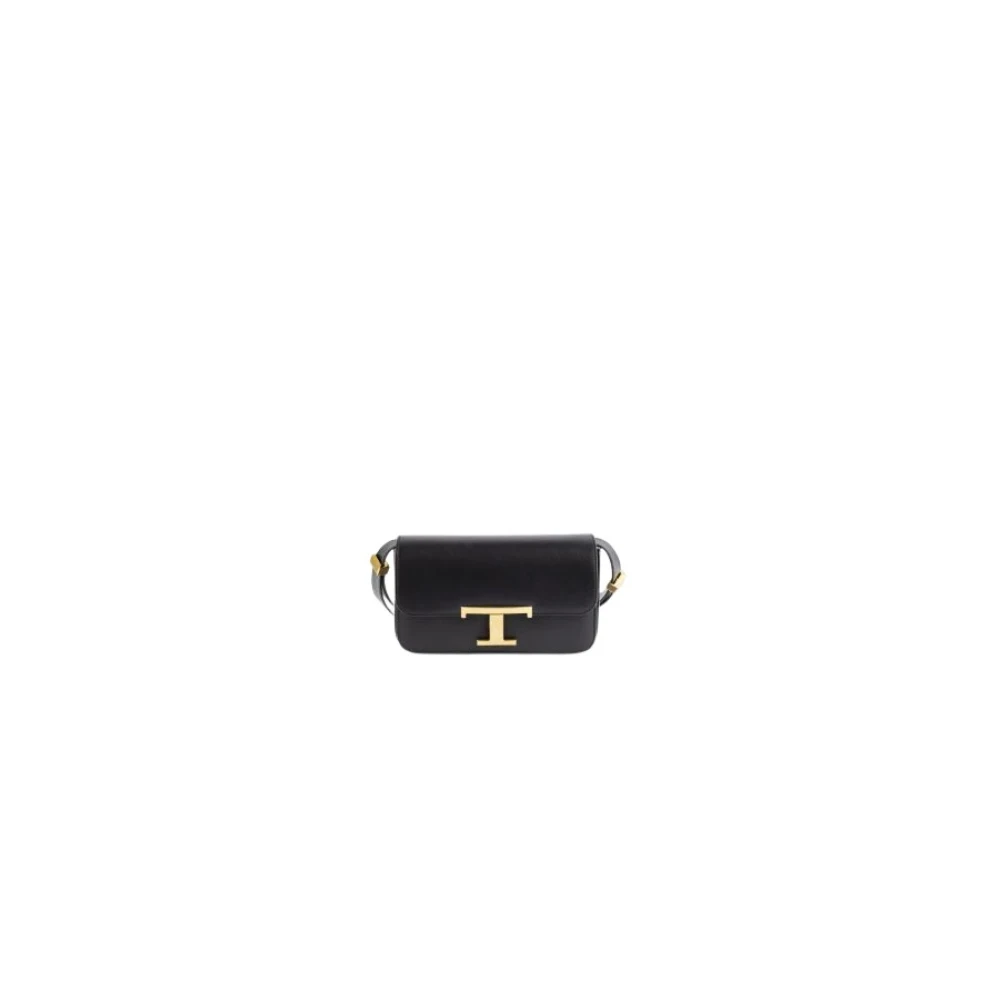 TOD'S Zwarte Leren Schoudertas Black Dames