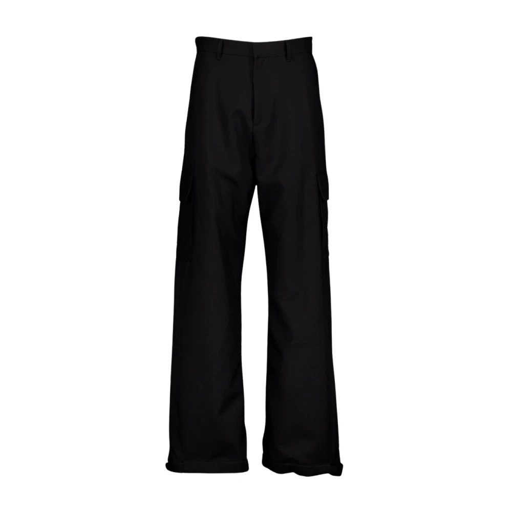 Off White Zwarte Wide-Leg Cargo Broek Black Heren