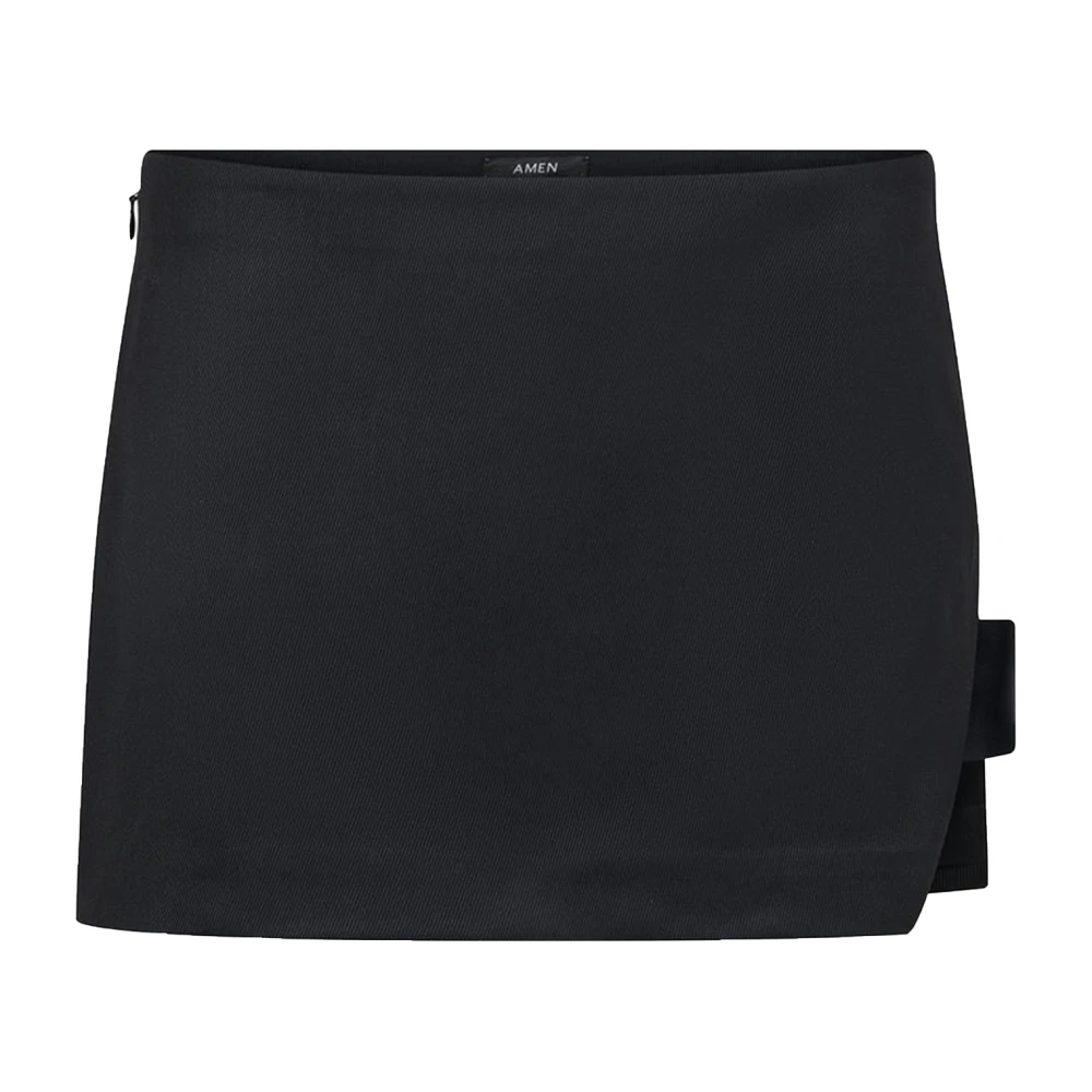 Amen Zwarte Twill Minirok Lage Taille Black Dames