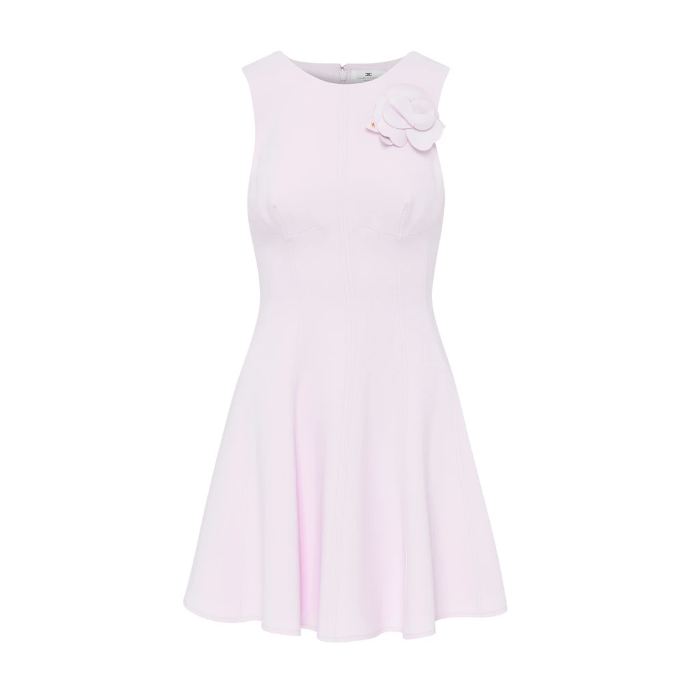 Elisabetta Franchi Lila mouwloze crêpe jurk met juweelbroche Purple Dames