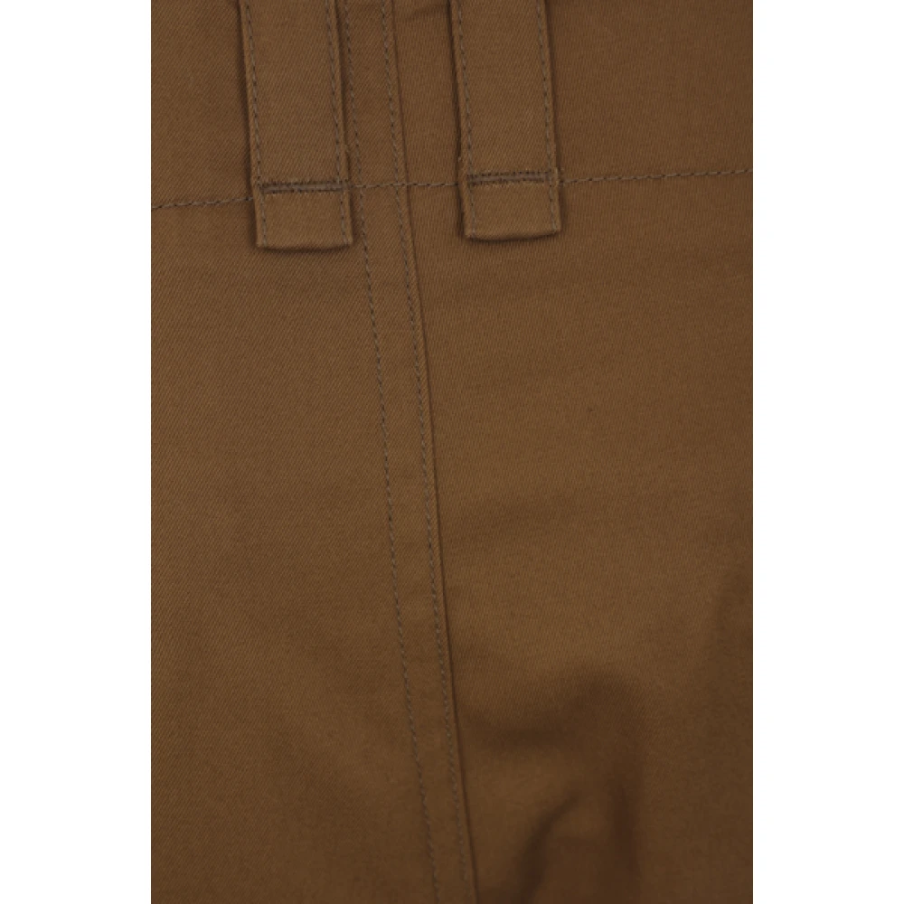 Saint Laurent Straight Leg Cotton Twill Trousers Brown Dames