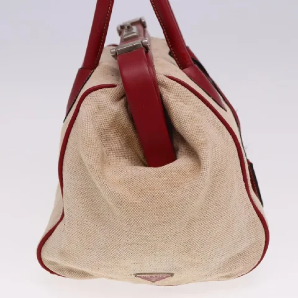 Prada Vintage Pre-owned Canvas handbags Beige Dames