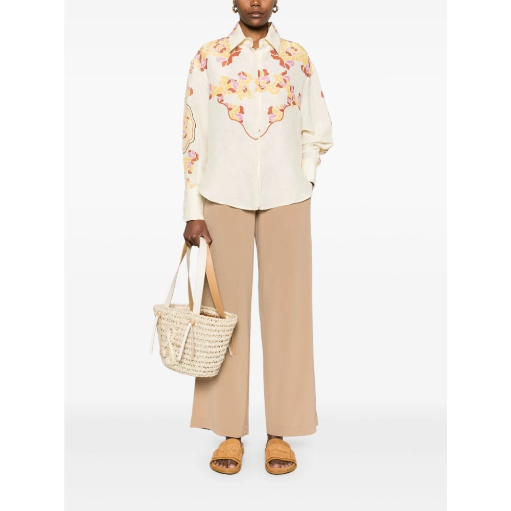 Raquel Diniz Bahia Flared Linnen Shirt Ivoor Print Multicolor Dames