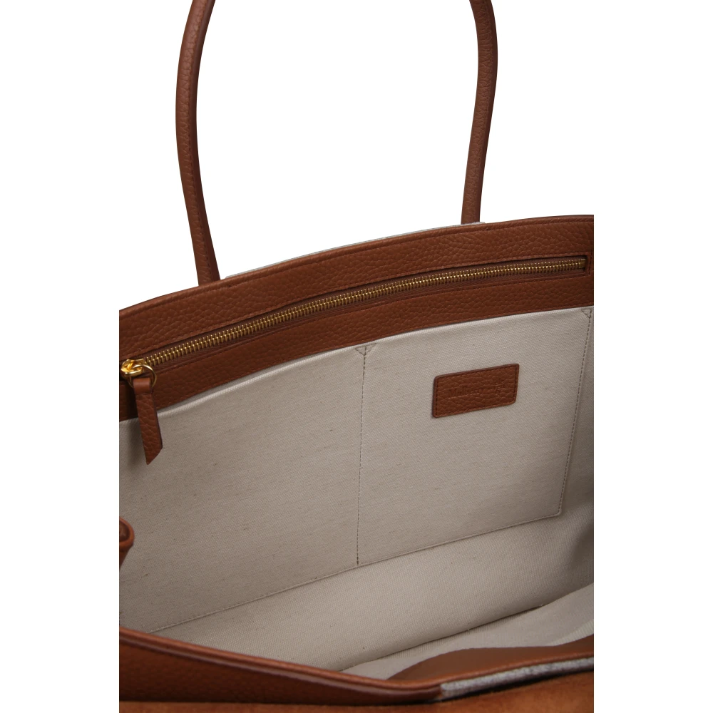 Eleventy Flanellen Piccadilly Leren Tas Brown Dames