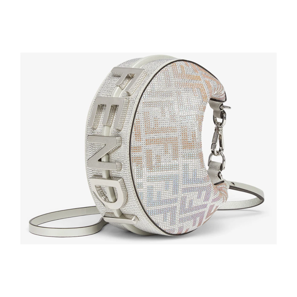 Fendi Kristalversierde Grijze Schoudertas Gray Dames