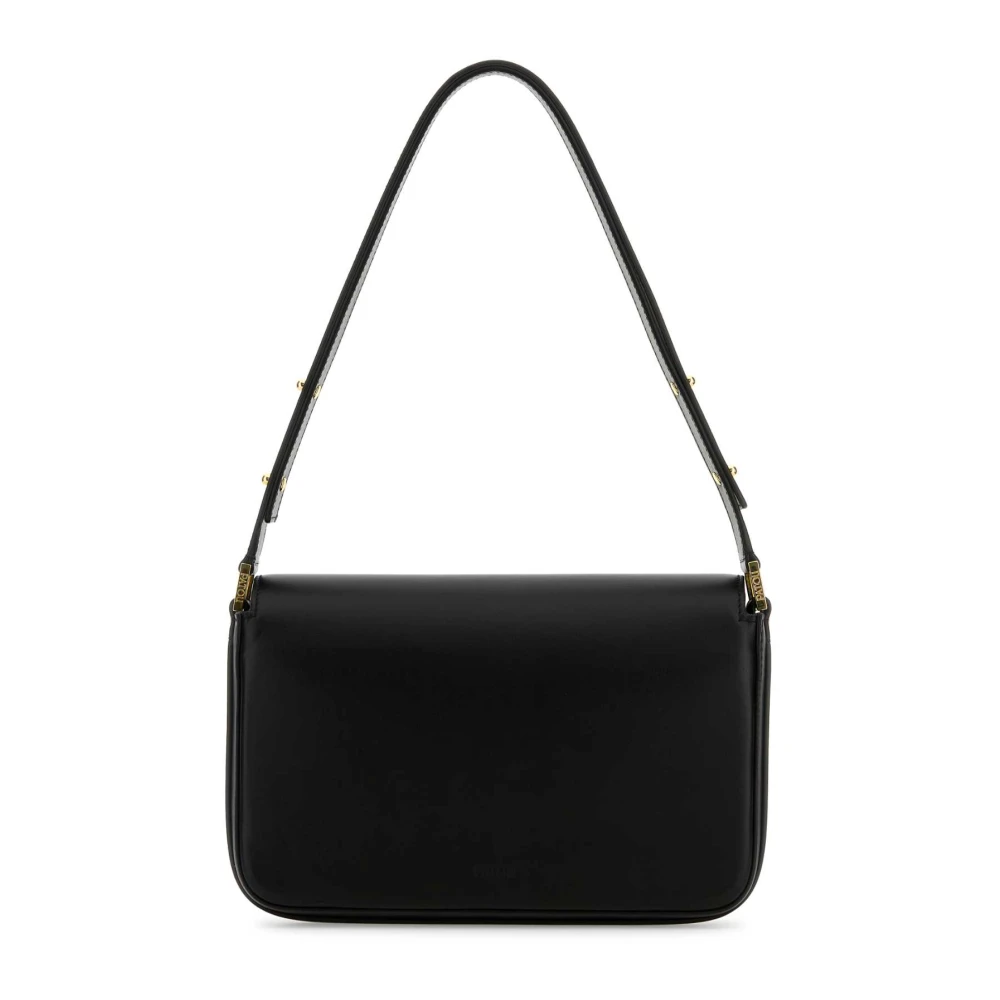 Patou Klassieke Lock Schoudertas van Zwart Leer Black Dames