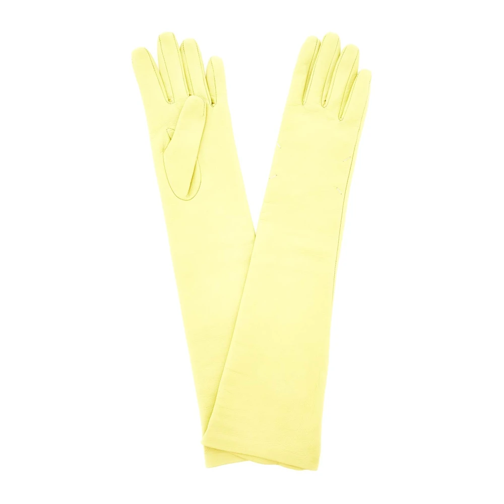 Maison Margiela Lange Handschoenen van Nappa Leer met Handtekeningsteken Yellow Dames