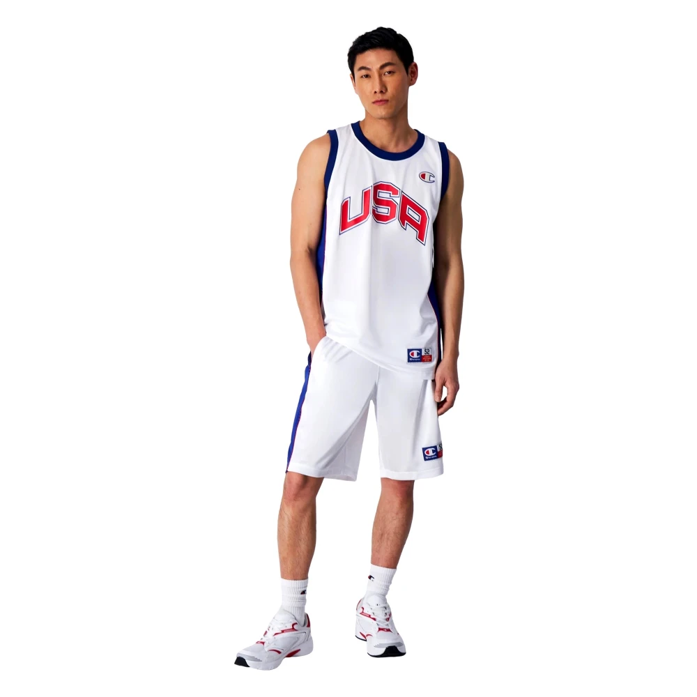 Champion Witte USA Logo Basketbalshorts White Heren