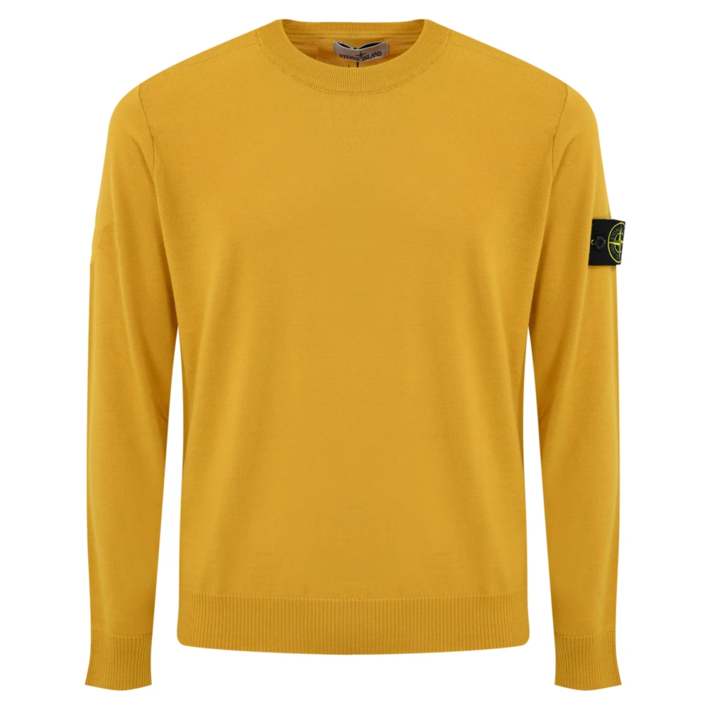 Stone Island Mosterd Wollen Trui Lange Mouw Yellow Heren