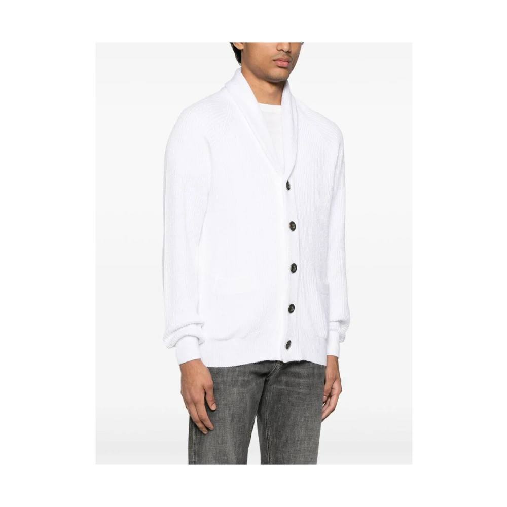 BRUNELLO CUCINELLI Witte Shawl Lapel Sweater White Heren