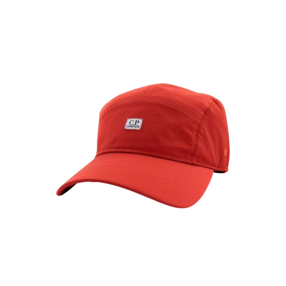 C.p. Company Unisex Red Hats & Caps, One Size, Panelled Logo Cap