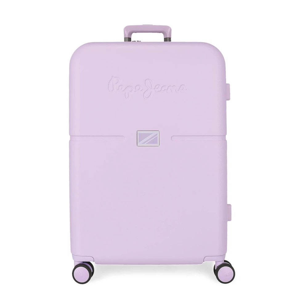 Pepe Jeans Paarse Grote Koffer met Dubbele Wielen en TSA-slot Purple Unisex