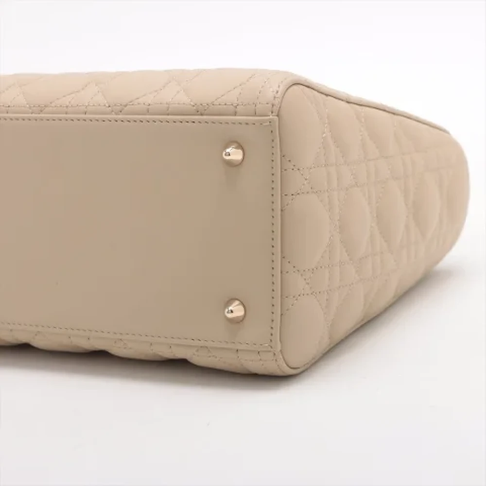 Dior Vintage Pre-owned Leather handbags Beige Dames