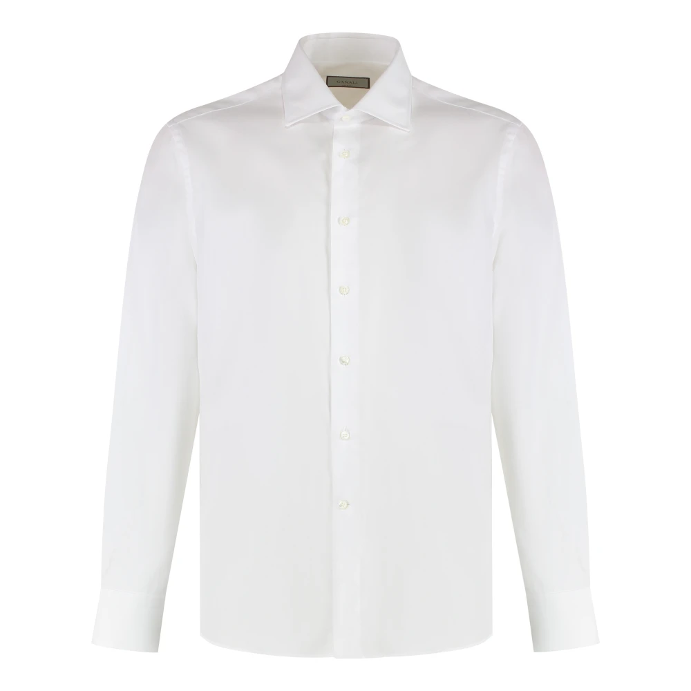 Canali Katoenen Shirt Afgeronde zoom 100% Katoen White Heren