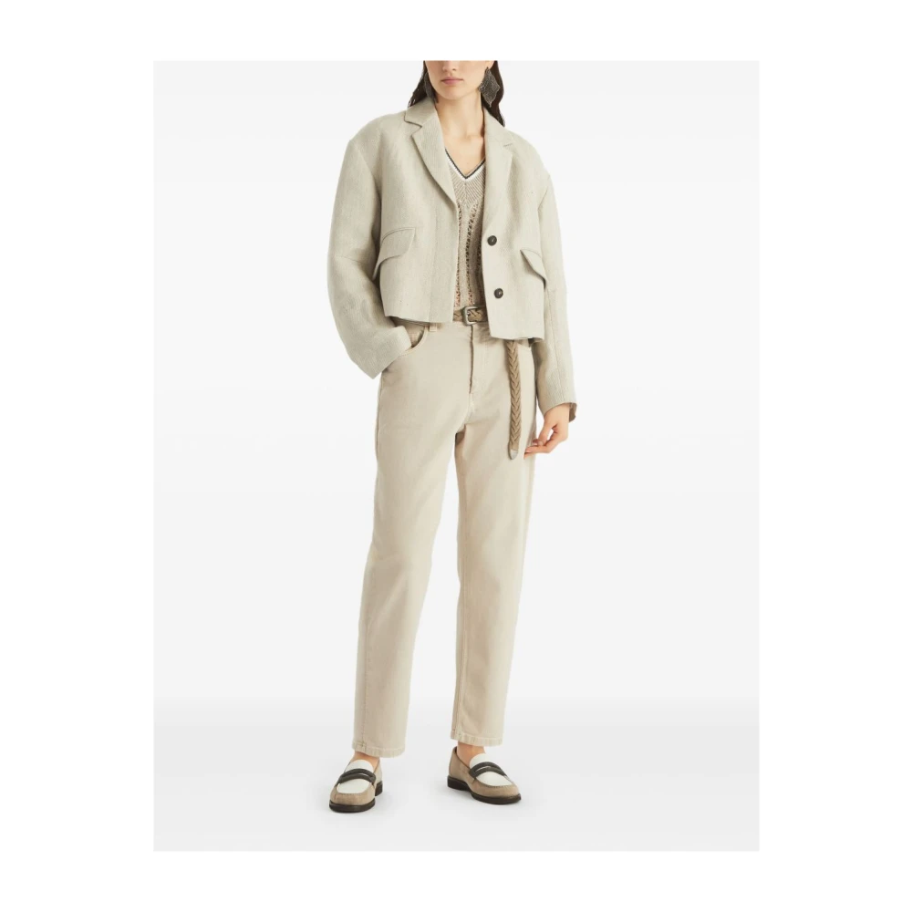 BRUNELLO CUCINELLI Beige Broek met Klassieke Vijf Zakken Beige Dames