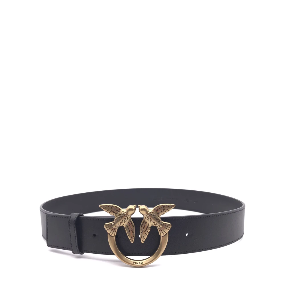 Pinko Women's Black Belts, S, Love Birds Diamond Cut Belt