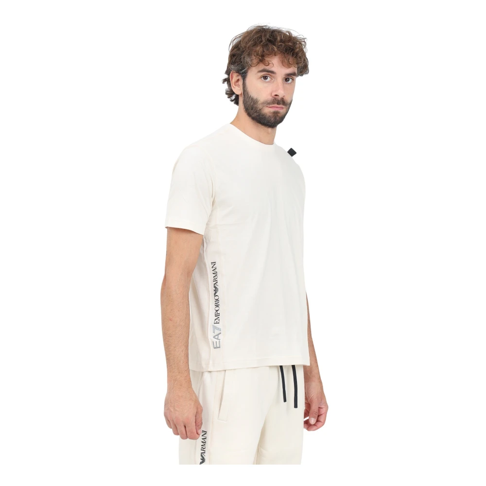 Emporio Armani EA7 Beige T-shirt met korte mouwen voor heren White Heren