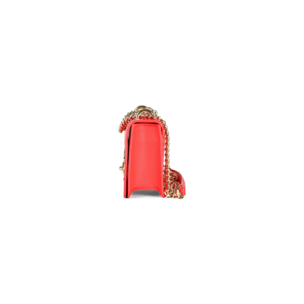 Versace Jeans Couture Saffiano Schoudertas met Logo Plaque Red Dames