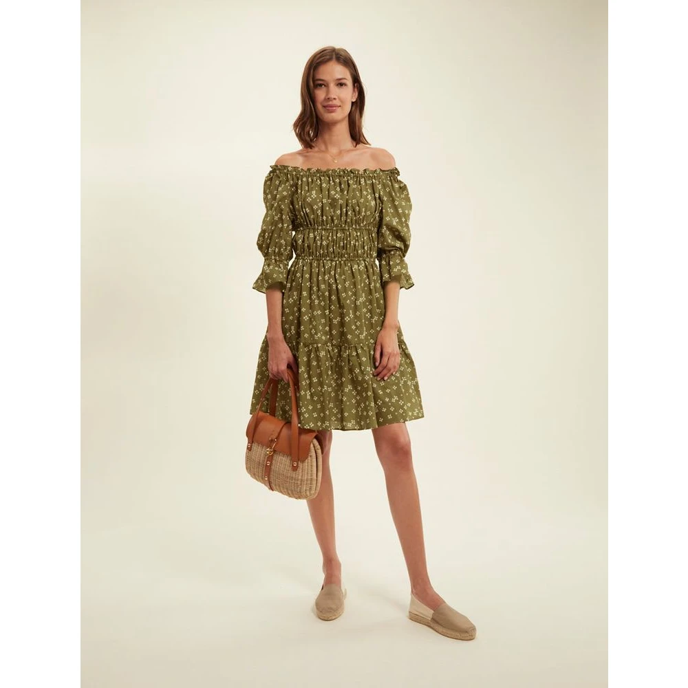 Ines De La Fressange Paris Lucky Khaki Gerimpelde Jurk Green Dames
