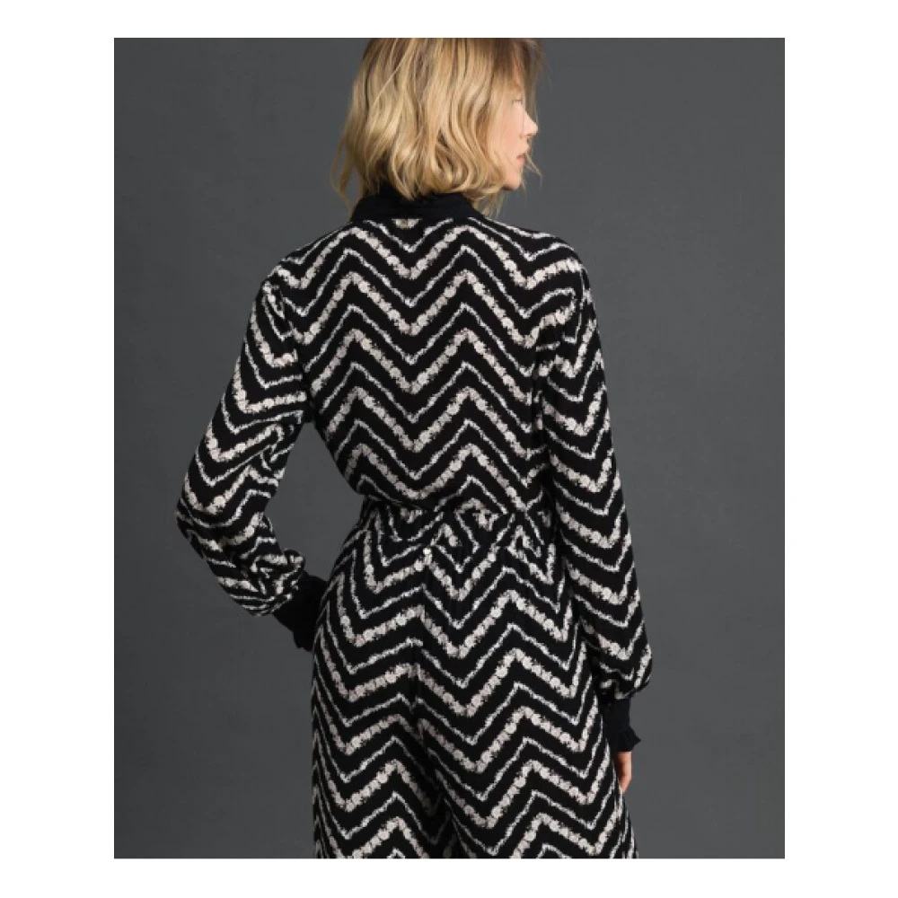 Twinset Bloemen Chevron Blouse Black Dames