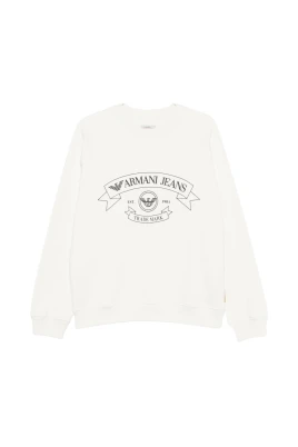 Logotryckt sweatshirt med rund hals