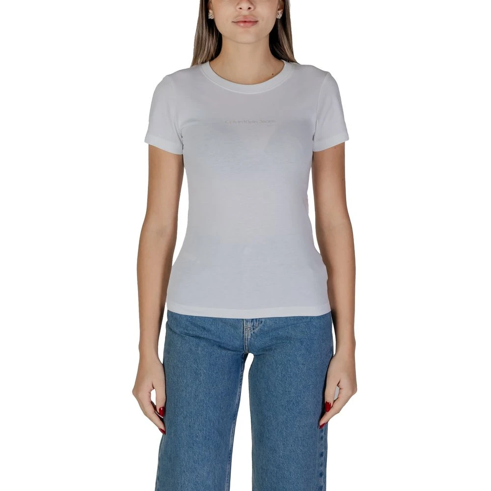 Calvin Klein Jeans Wit Katoenen Dames T-shirt Lente Zomer White Dames